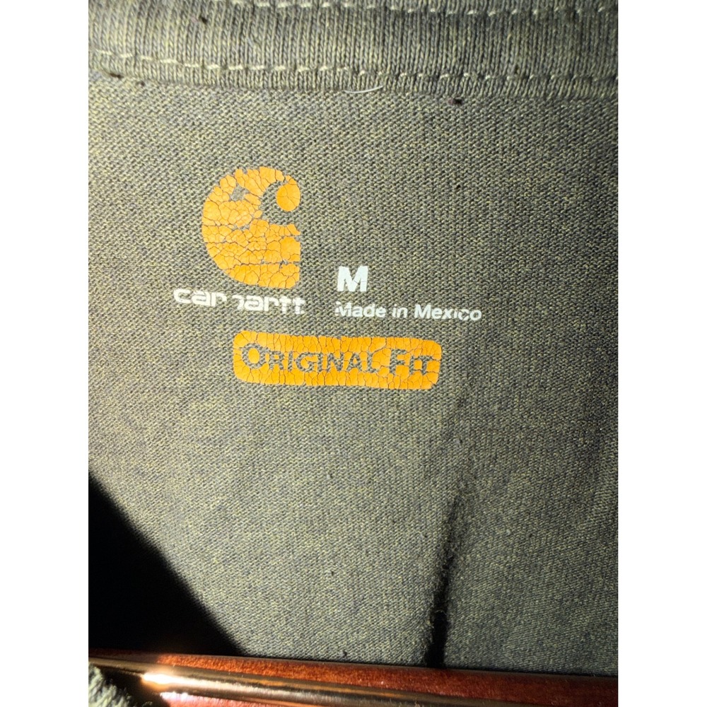 Carhartt Mens K126 Long Sleeve Pocket T-Shirt Olive Green Original Fit Medium M - Picture 3 of 3